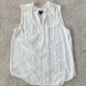 Ann Taylor Ivory Sleeveless Blouse with Lace Detail